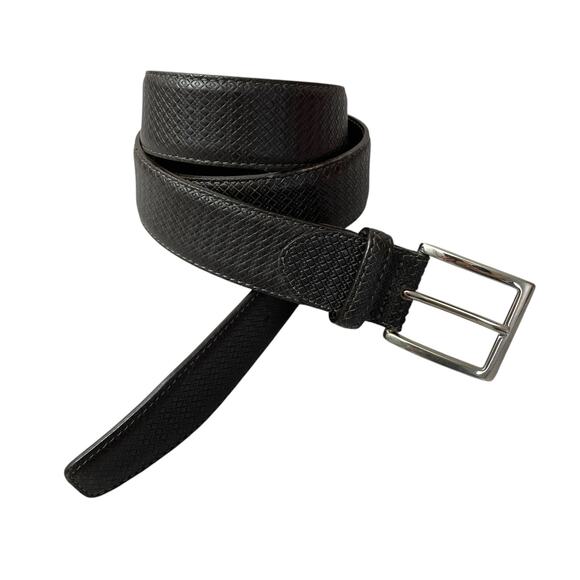 Canali Brown Leather Belt Size 120/135 Mens Dress Textured Silver Buckle Italy - Picture 1 of 10